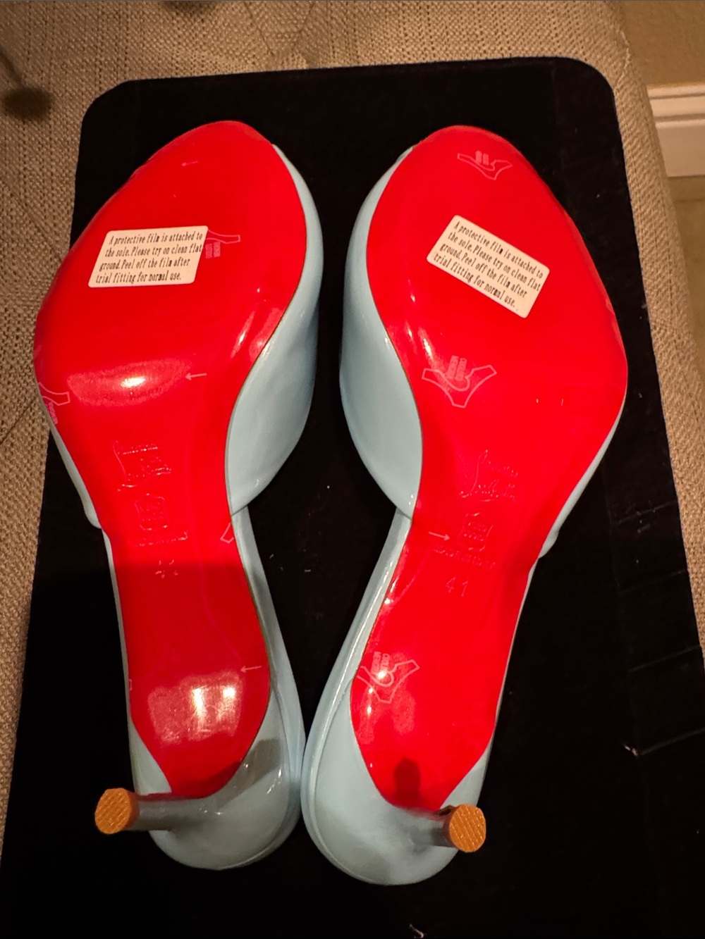 Christian Louboutin Red Bottoms Tiffany Blue Patent Leather Kitten Heels - Picture 5 of 14